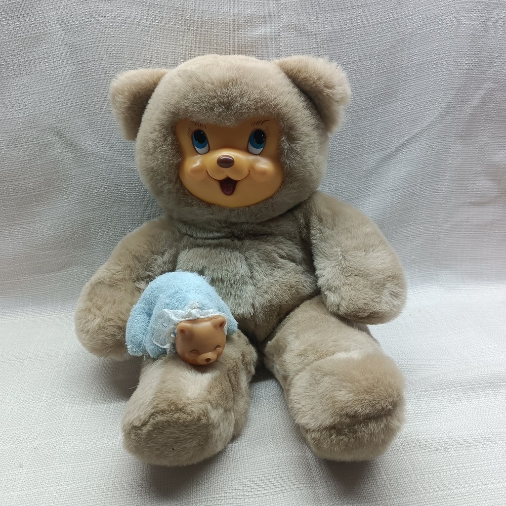 VTG DanDee Rubber Face Teddy Bear Plush Stuffed‎ Mama Surprise Bundle 1 Baby Cub